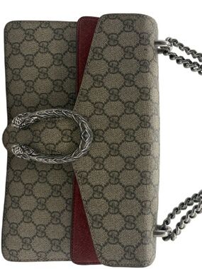 Gucci Dionysus GG Supreme Red Suede Chain Shoulder Bag